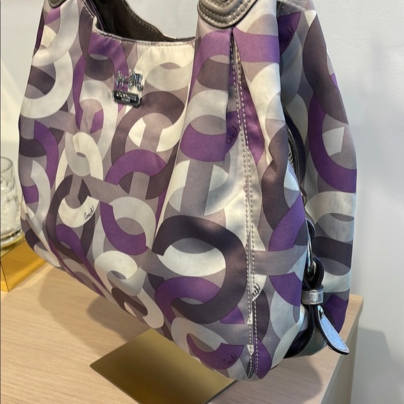 Coach Purple and Cream Madison Handbag - Picture 3 of 10